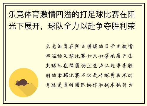 乐竞体育激情四溢的打足球比赛在阳光下展开，球队全力以赴争夺胜利荣耀